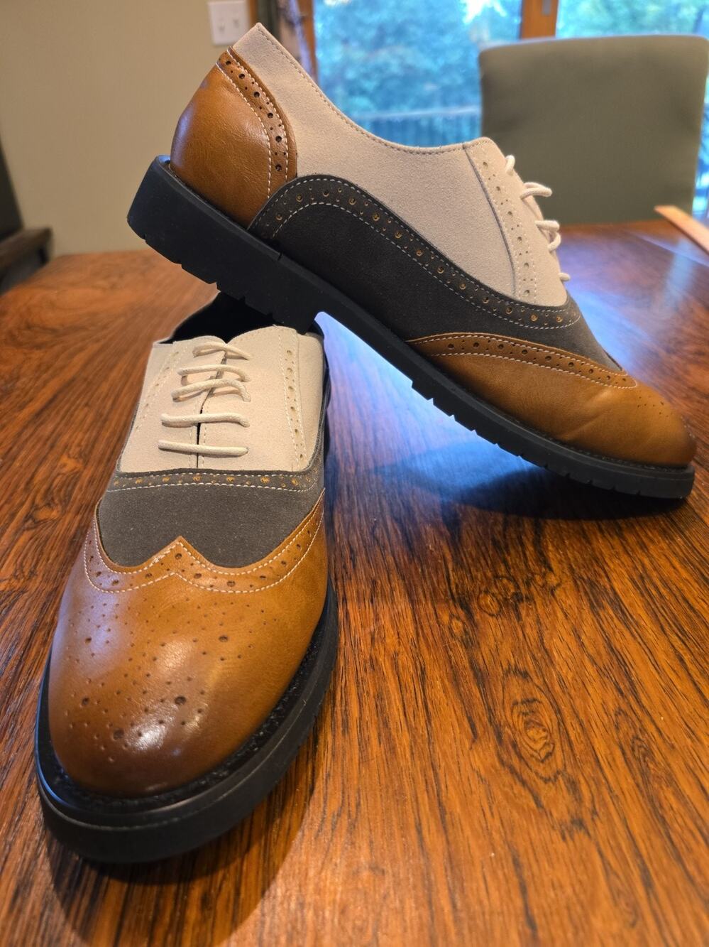 Leather Wingtip Oxfords Brogues Tri Color Mens 11